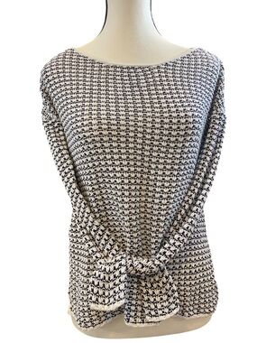 Aritzia Wilfred Silk Cotton Cashmere Black & White Open Knit Top Size XXS